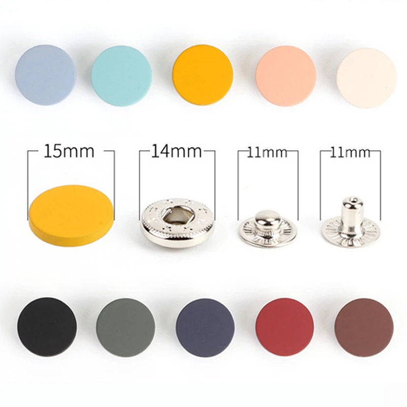 10 sets/lot Metal Brass Paint Color Press Studs Sewing Button Snap Fasteners Sewing Leather Craft Clothes Bags New High Quality