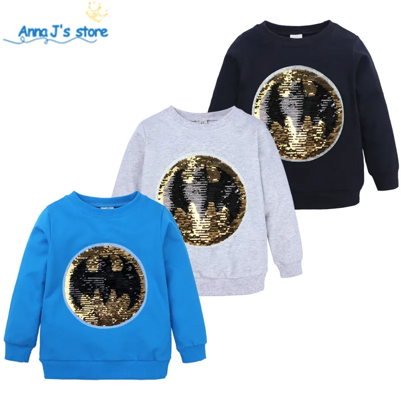 Changing Color Switchable Sequins Boys T-shirts Kid Fashion T Shirt Children Tops Clothes Autumn 2-7Y ZX410