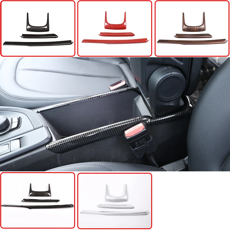 Carbon fiber Style ABS Car Armrest Box Decoration Strip Trim For BMW X1 F48 2016 - 2019 Car Accessories 3pcs/set