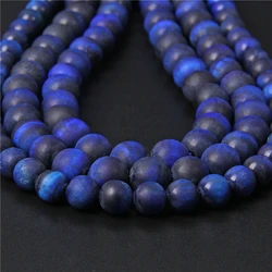 Natural Stone Blue Lapis Lazuli Tiger Eye Beads Matte Round Loose Spacer Beads for Jewelry Making DIY Bracelet 4/6/8/10/12mm