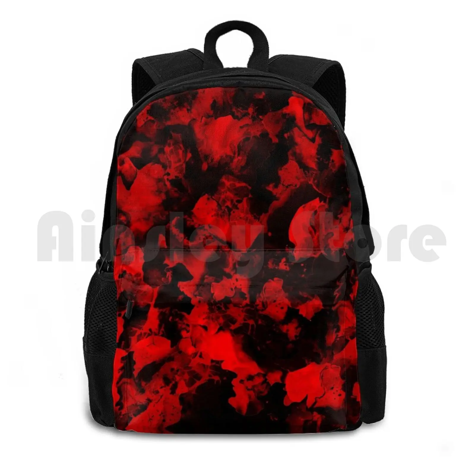 Red Black-Red And Black Ink , Abstract Art. Outdoor Hiking Backpack Waterproof Camping Travel Abstract Art Red Black And Red