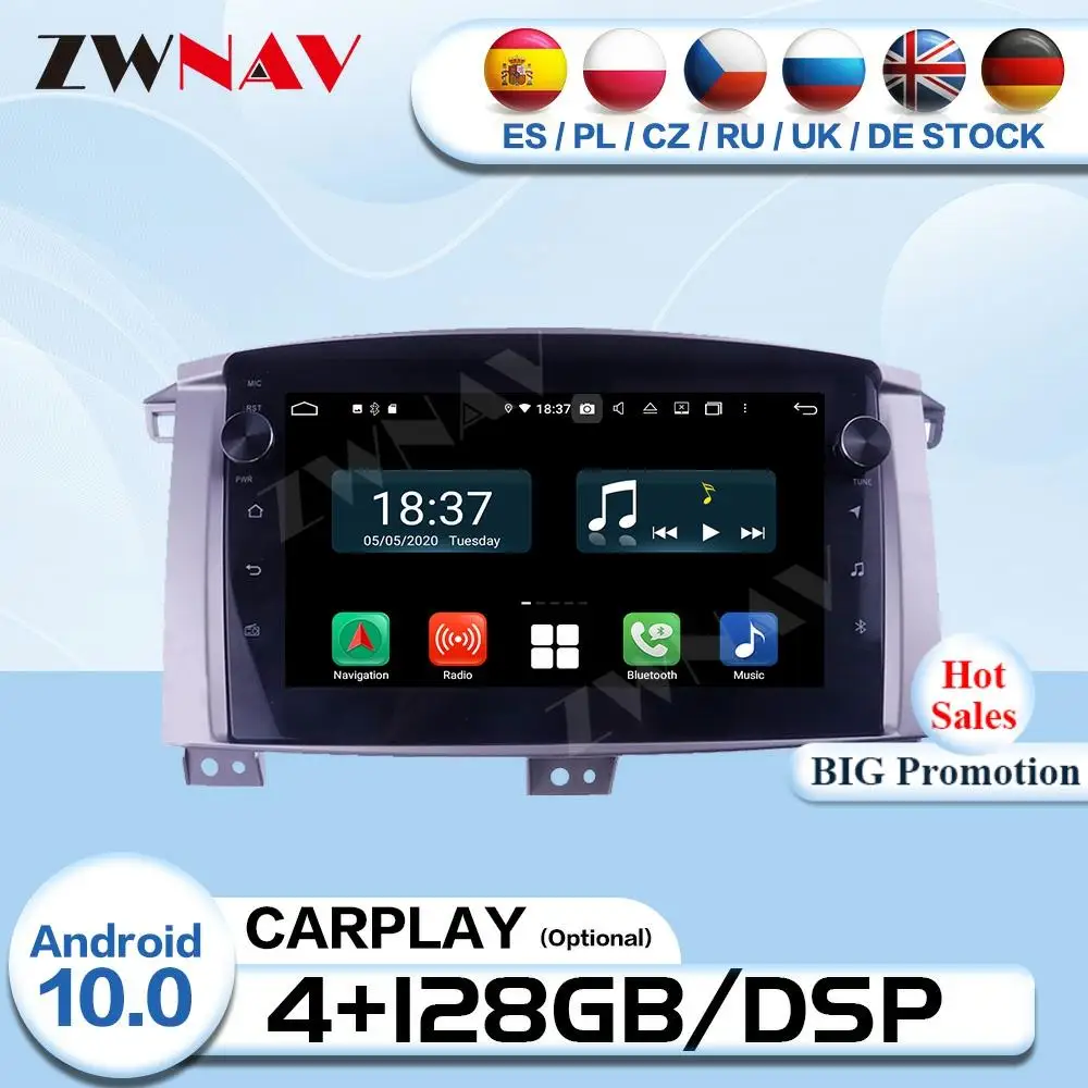 2 Din Android For Toyota Land Cruiser 100 LC100 2002 2003 2004 2005 2006 2007 Radio Receiver Audio Stereo GPS Player Head Unit