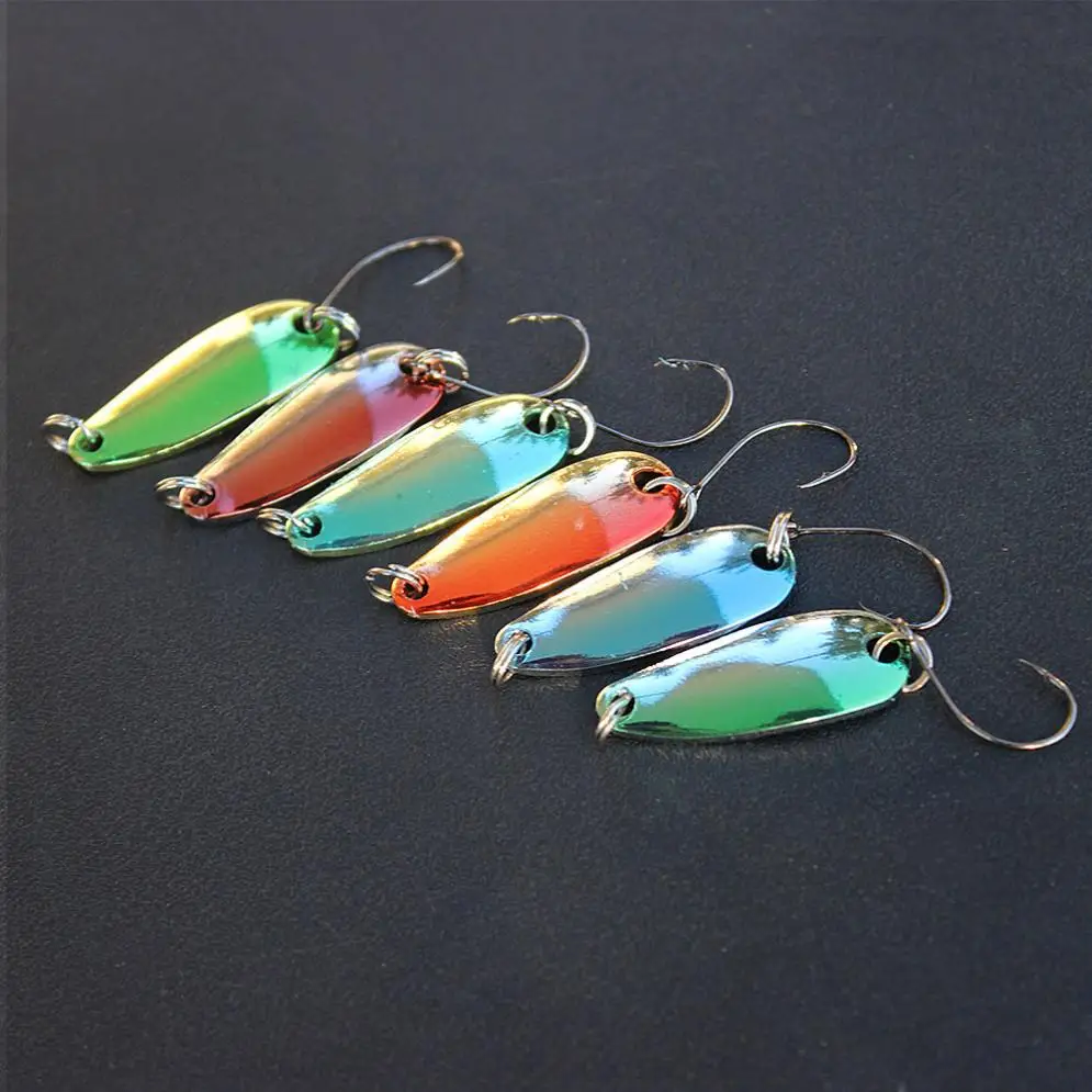 6pcs/lot 3g Artificial  Metal Fishing Baits Iron Hard Spoon Sequins Fishing Lures with Single Hook