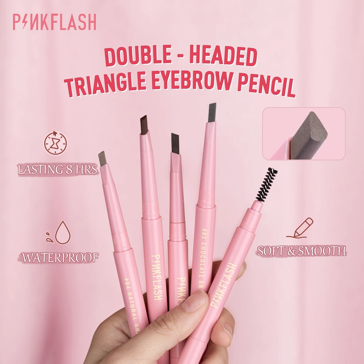 PINKFLASH Automatic Eyebrow Pencil Waterproof Long-lasting High Pigmented Easy to Blend Soft Eye Brow Pen Makeup Women Cosmetics