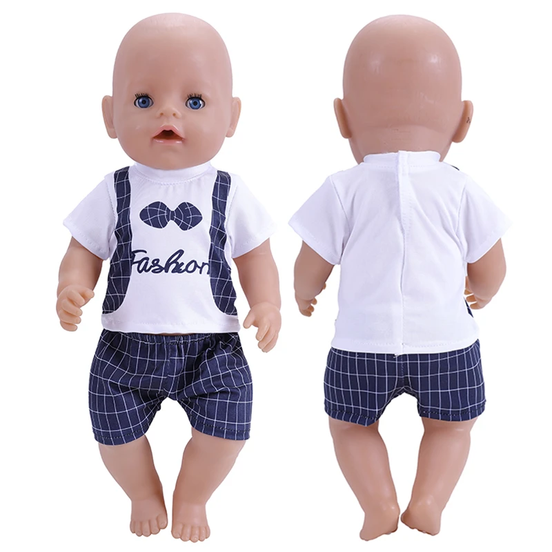 18 Inch Doll Clothes Fashion Baby Born Gentleman Suit T-shirt + Pants for Baby Girl Birthday Gift Doll Customizing Supplies Gift