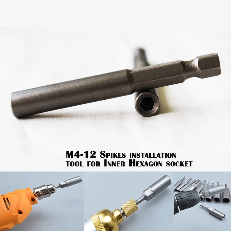 M4 Tires Studs Install Tools Screw Snow Spikes Install Hexagon socket Tool for Tyres Chains Studs Electric drill 4mm Inner Diam