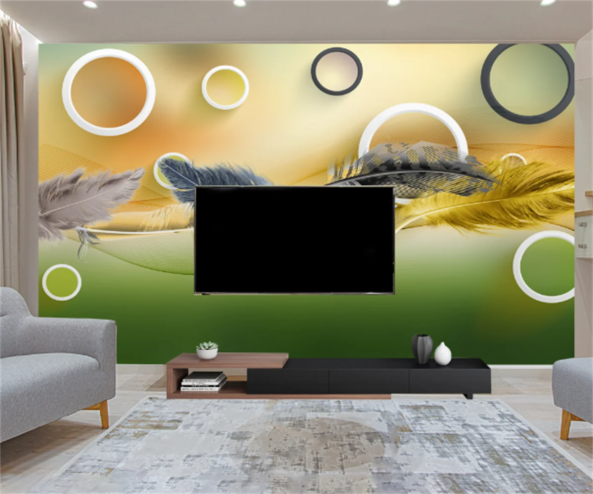 

Southeast Asia Feather Streamer Ring Abstract Background Wall Painting Living Room Bedroom Decoration Custom Wallpaper