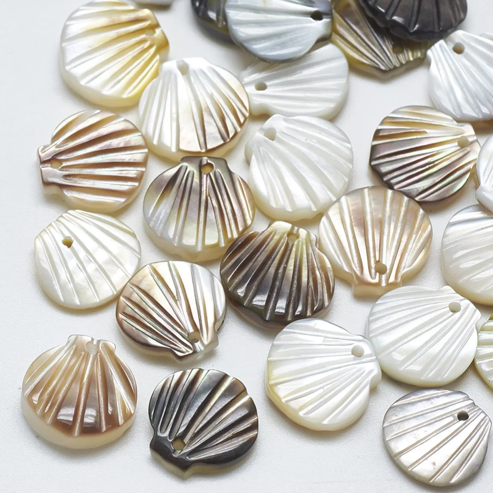 

20pcs Natural Shell Charms for DIY Jewelry Making Necklace Earring Bracelet Parts Seashell Color 9.5~10.5*10~11mm Hole 1mm