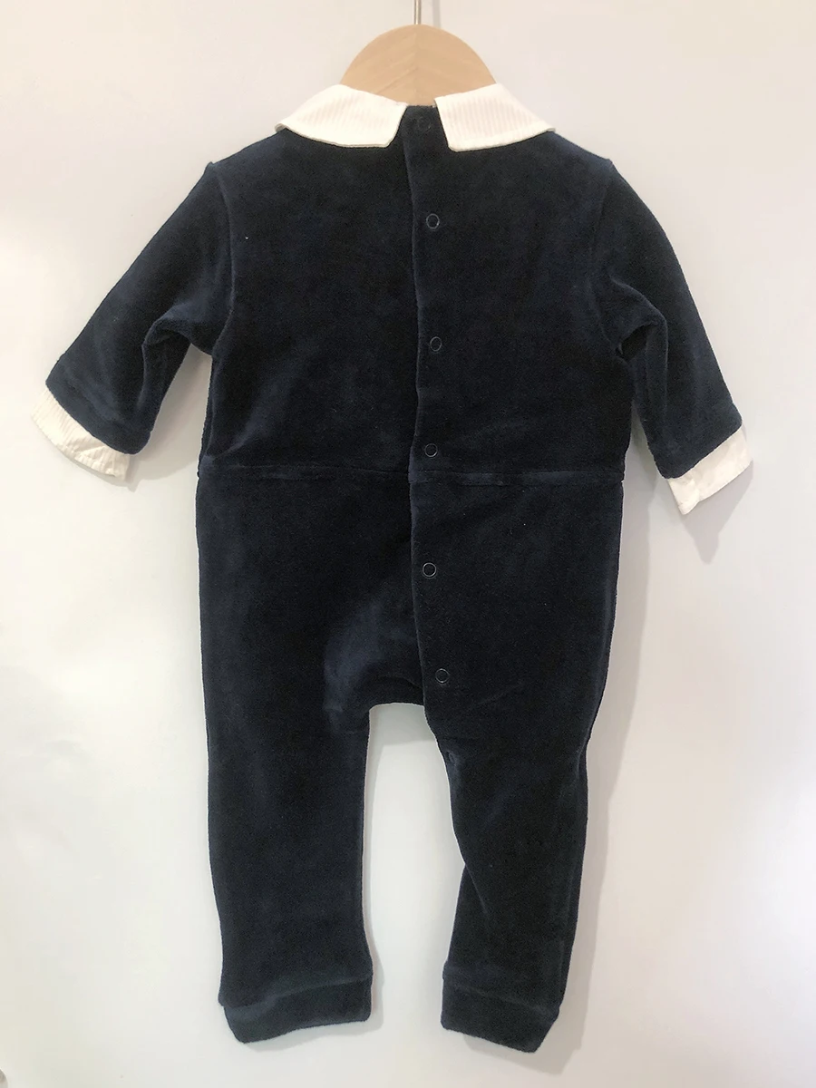 Autumn Winter Children Boutique Clothing Baby Boy Rompers Long Sleeve Velvet Jumpsuit Gentle Boy Birthday Prince Suit Handsome