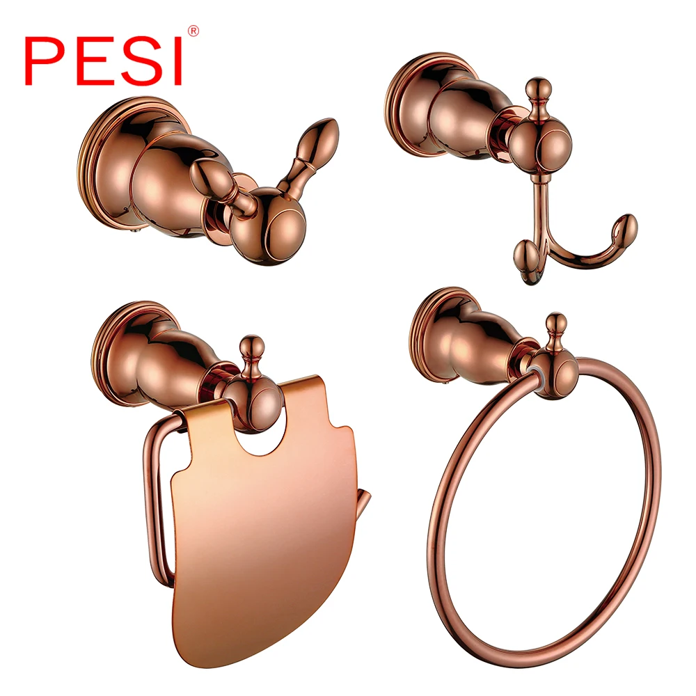 

Латунные аксессуары для ванной комнаты, розовое золото, крючок для халата, пальто, вешалка для полотенец, полка, держатель для туалетной бумаги, набор оборудования.