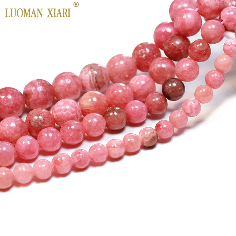 Wholesale Argentina Rhodochrosite Red Round Natural Stone Beads For jewelry Making DIY Bracelet Necklace 6/8/10/12MM Strand 15''