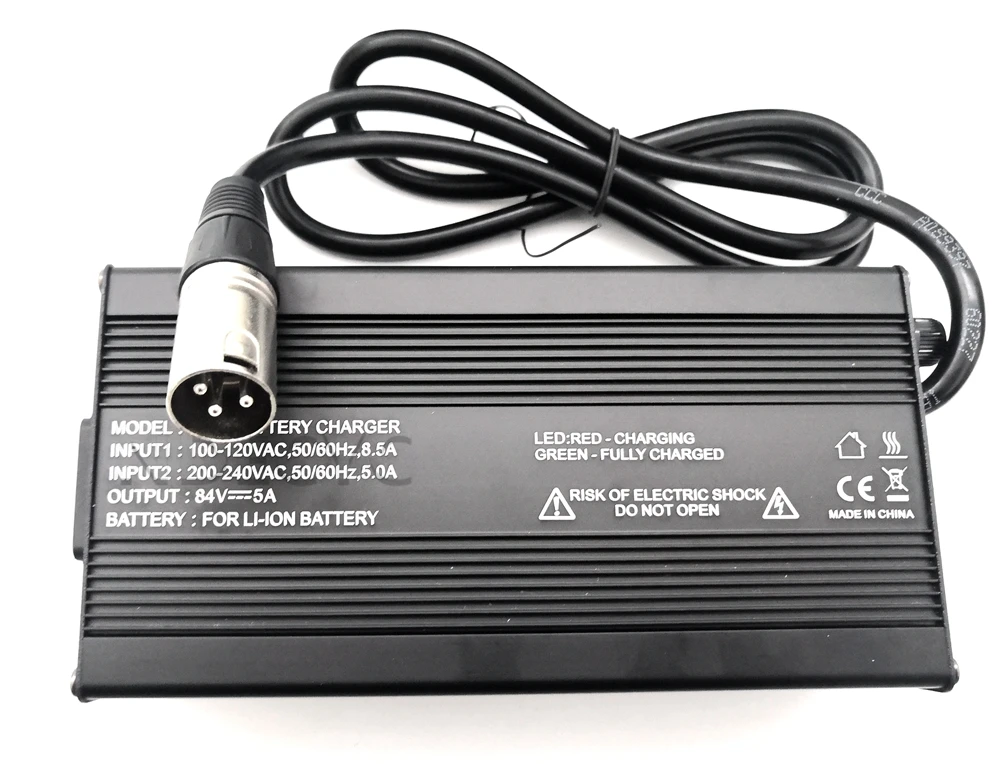 84V 5A/10A Charger for 72V Li-ion e-bike Electric Bicycle Battery XLR Plug