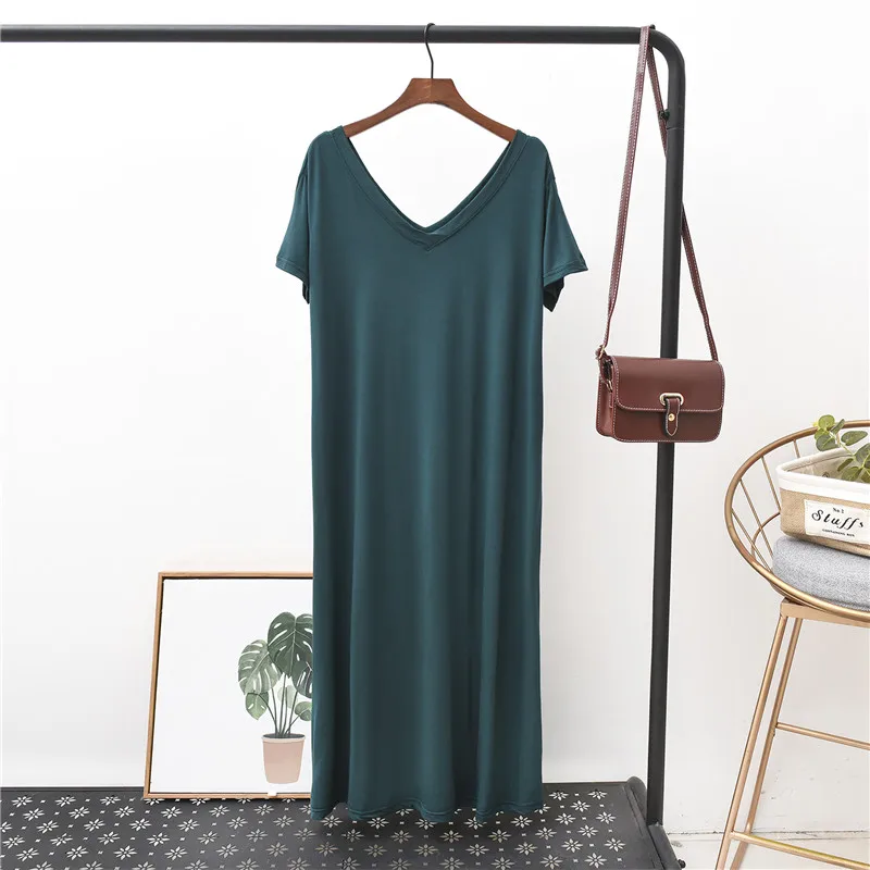 

Новая базовая ночная рубашка из модала, длинная сексуальная женская домашняя одежда, летняя одежда для сна для беременных, сексуальная ночная рубашка, свободная ночная рубашка