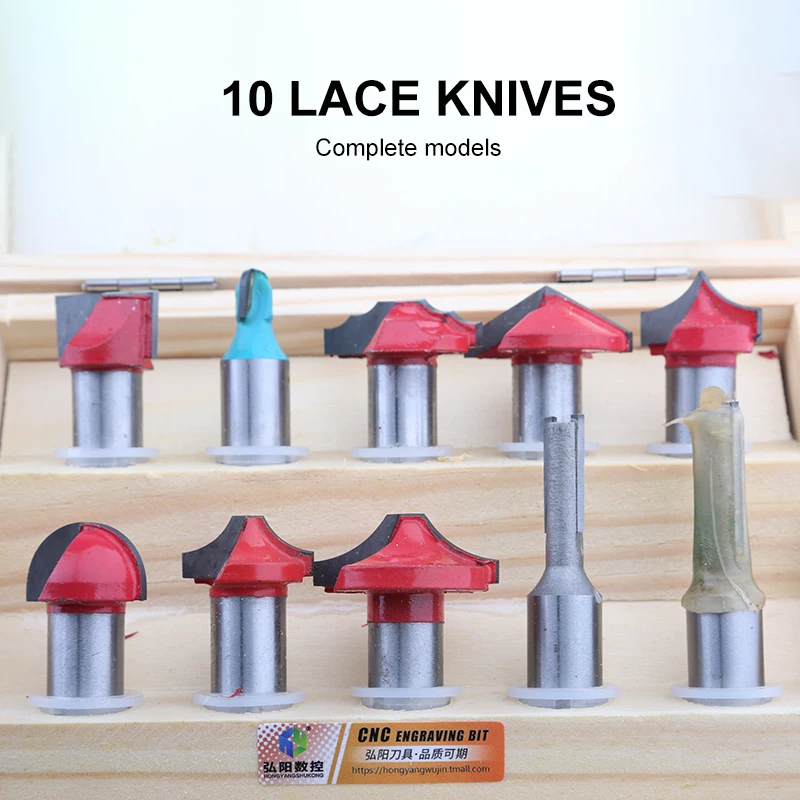 10 PC ไม้กรอบประตูลูกไม้เครื่องตัดแกะสลักรูปพิเศษตู้เจาะบิต slotting ตัดอุปกรณ์เสริมชุด