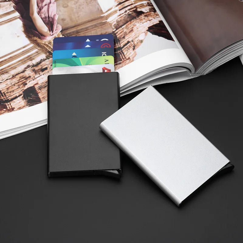 Anti-theft ID Holder Porte Carte Thin Aluminium Metal Wallets Pocket Case Bank Women Men Credit Card Box - Image 4