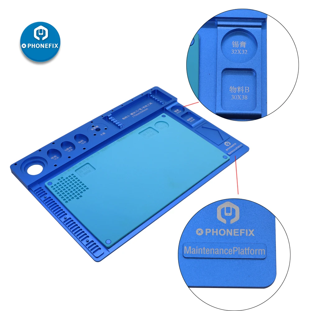 Plataforma de mantenimiento de Base fija para reparación de microscopio, almohadilla de aleación de aluminio para placa lógica de teléfono móvil, almohadilla de trabajo de reparación de soldadura