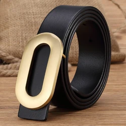 2023 Ciartuar new design quality women belt genuine leather strap trouser first layer brass gold and sliver buckle free shipping