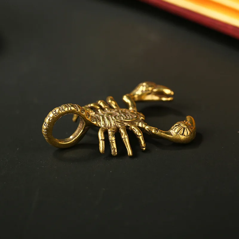 Handmade Brass Scorpio Pendant Vintage Bronze Scorpion Car Key Chain Pendant Hanging Trinket DIY Keyrings Necklaces Accessories