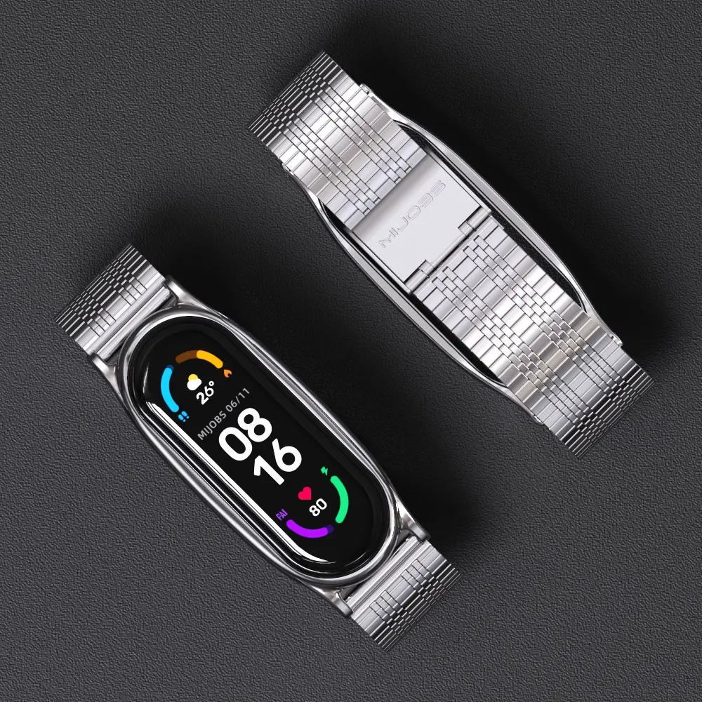 Mi Band 5 용 Mi Band 6 용 팔찌 금속 팔찌 Xiao mi Mi band 용 4 3 Pulseira Correa Strap For Mi Bend 4 손목 벨트