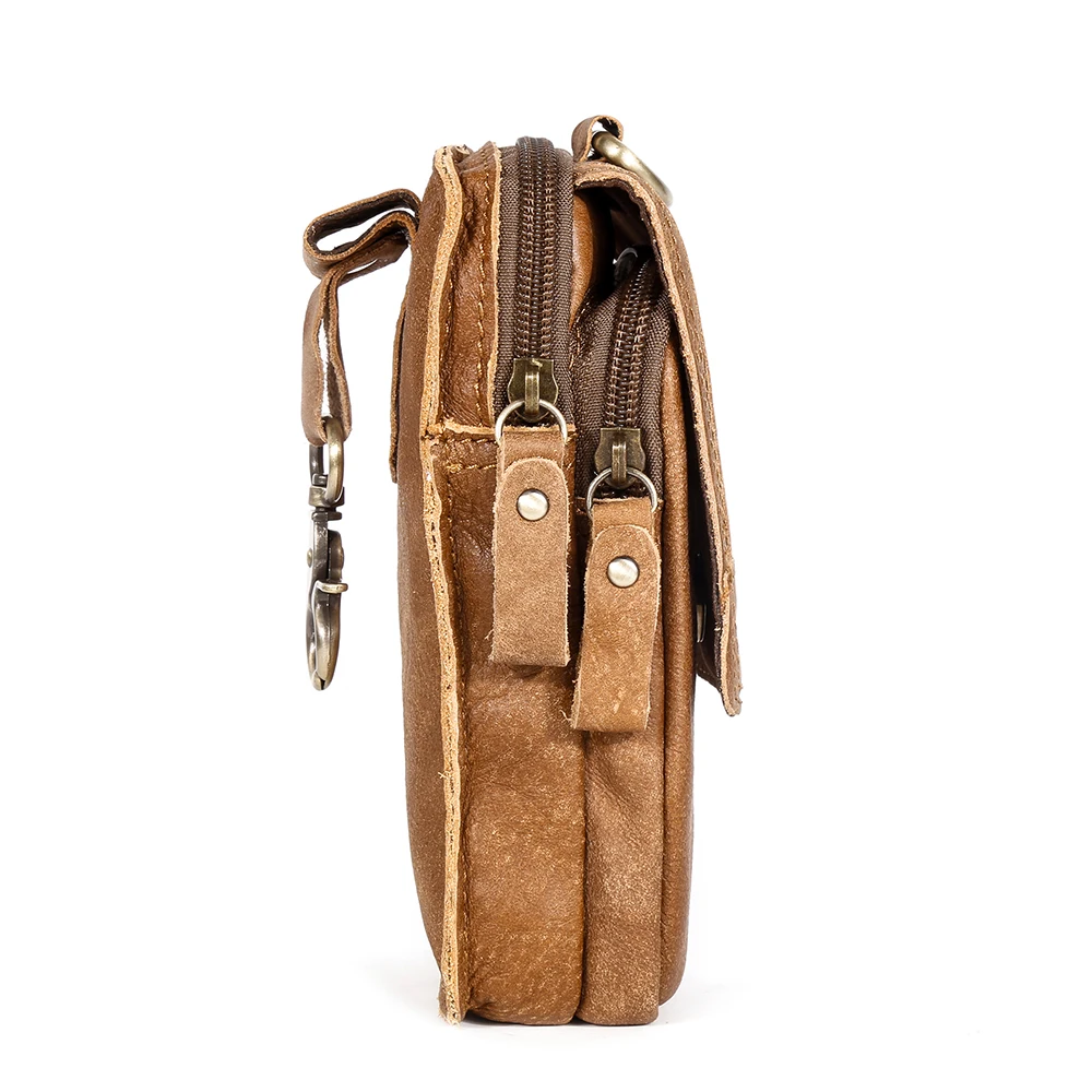 RETROGOO-riñonera de cuero genuino para hombre, Bolso pequeño de cuero de vaca hecho a mano, Estilo Vintage, vaquero