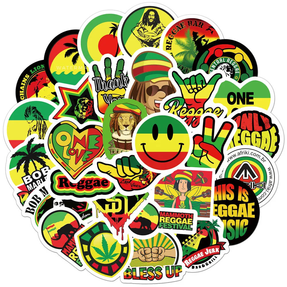 10/30/50pcs Bob Marley Reggae Music Stickers Skateboard Guitar Car Laptop Motorcycle Phone Bike Cool Graffiti Decal Sticker Toy