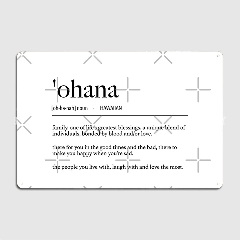 Hawai'ian 'Ohana (Family) Definition Metal Sign Cinema Living Room Bar Cave Decoration Plaques Tin Sign Poster