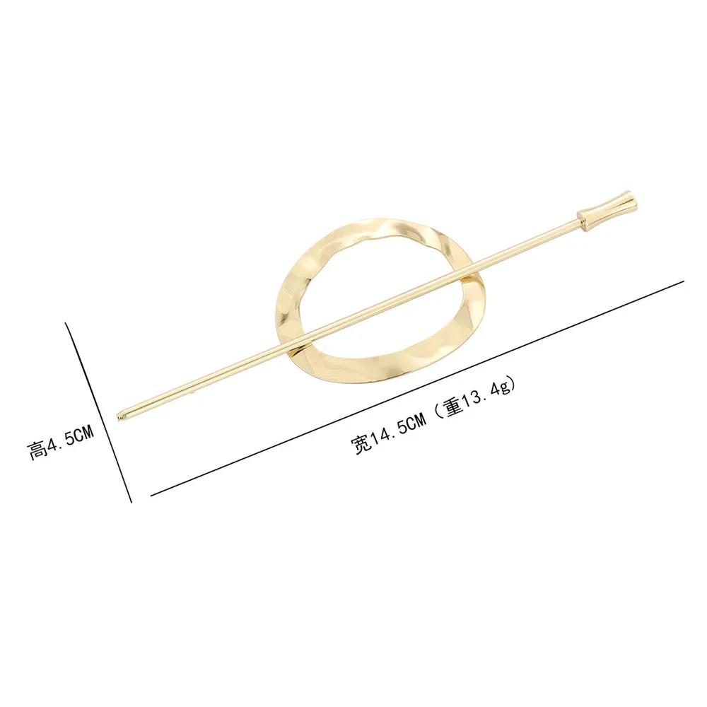 2021 Gold Silver Color Metal Geometric Round Square Hollow Removable Top Clip Hair Sticks Headwear Accessories for Women