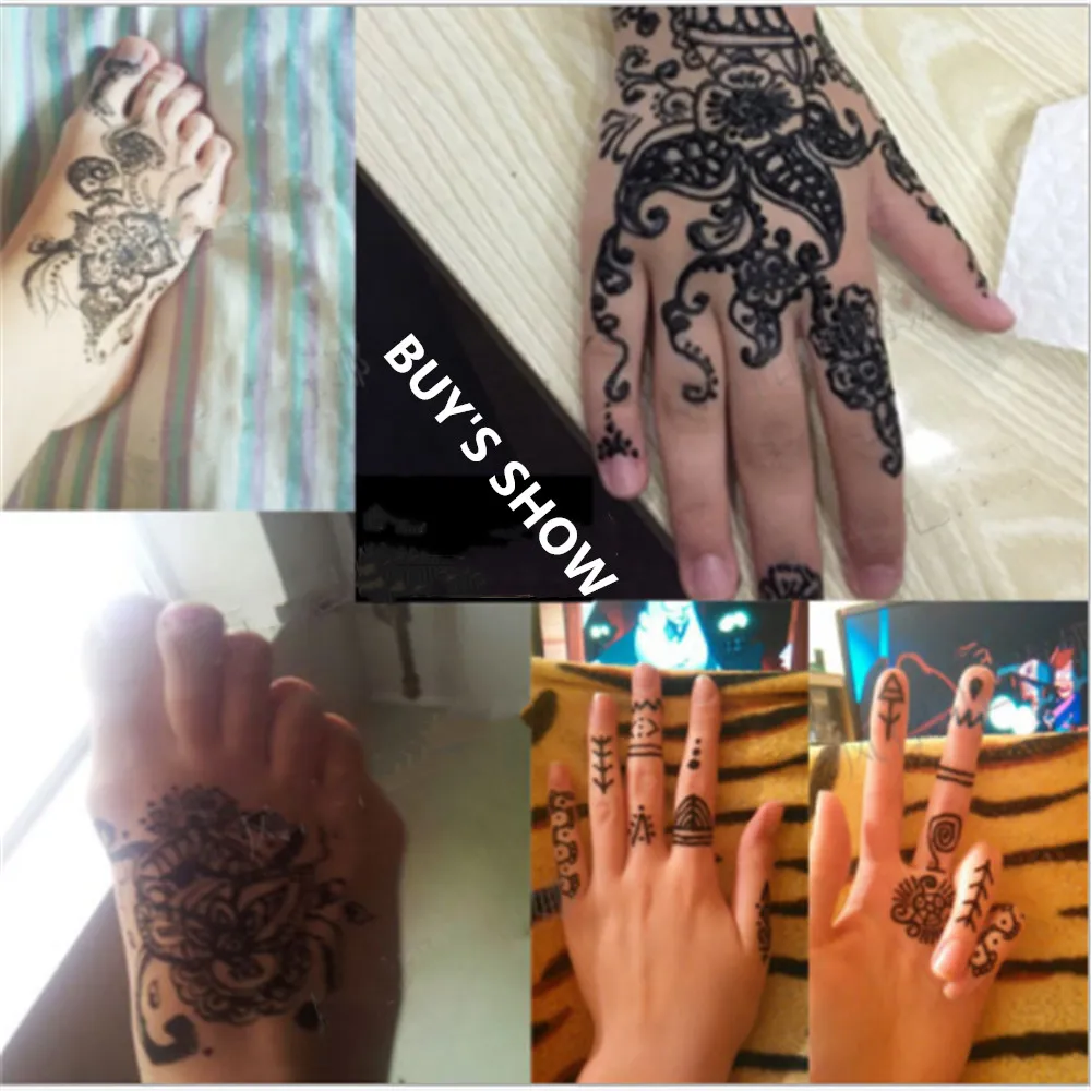 ธรรมชาติแฟลชชั่วคราว Tattoo วาง Black Henna Body Paint ศิลปะทิ้งกรวยเซ็กซี่ Tattoo ครีม Lnks แต่งงานอินเดียแฟชั่น