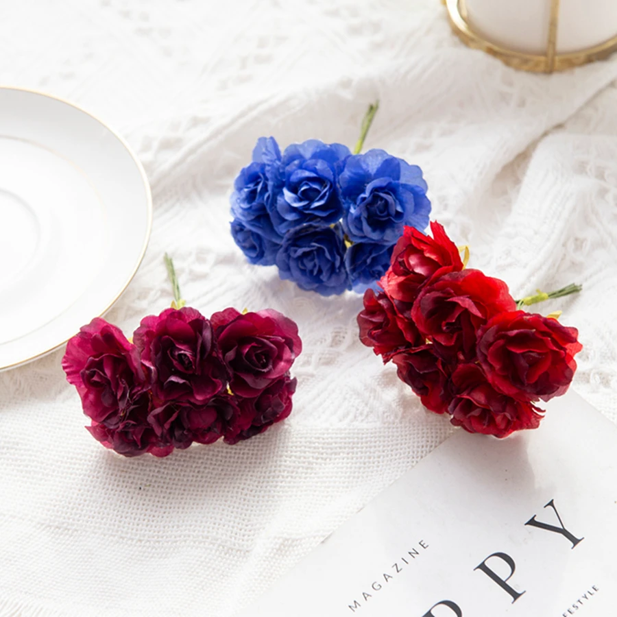1/3Pcs Künstliche Blumen Rose Bouquets Hochzeit Dekorative Kranz Weihnachten Handwerk Vase Diy Hause Zimmer Garten Candy Box sammelalbum – Detail 3