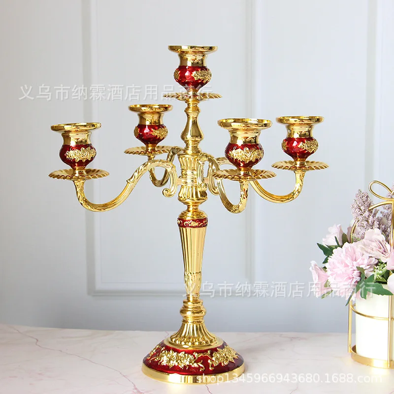 Wedding three five plus luxury silver plated metal gold glue European alloy Candlestick Home Hotel KTV classic