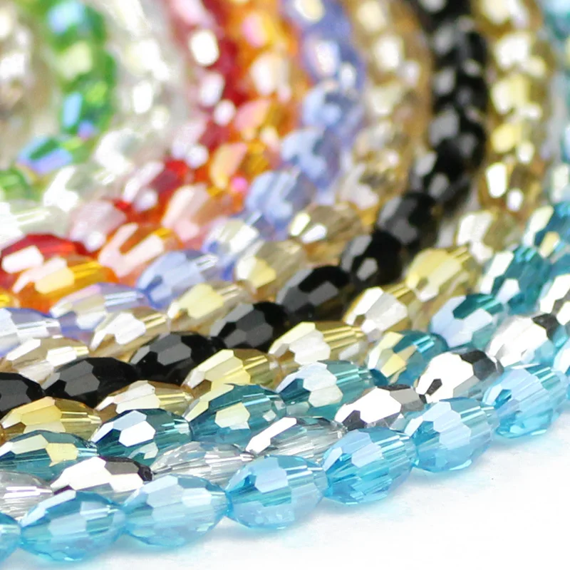 100pcs Czech Rice grains Upscale Austrian crystal beads 4*6mm oval shape Loose Glass beads Jewelry making bracelet Necklace DIY
