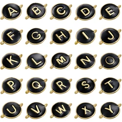 ZHUKOU 13x18mm black brass 26 letters jewelry connector for women bracelet necklace handmade jewelry accessories model: VS440