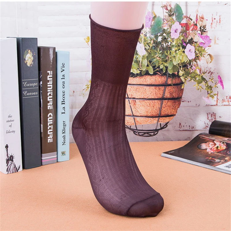 10 Paar Herren Socken Männer Sommer Nylon Socken Herren dünne transparente Business-Anzug formelle Kleid Seide Strümpfe Mann Socken Großhandel