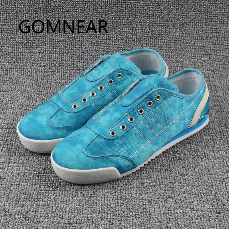 GOMNEAR Women Summer Casual Shoes Breathable Flat Blue Canvas Shoes Running Walking Sneakers Outdoor Shoes Ladies Super Quality