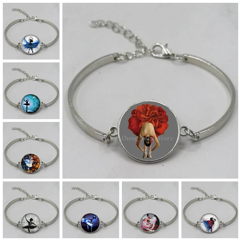 Retro ballerina bracelet female elegant ballet dance dancing glass art bracelet fashion dancer jewelry gift