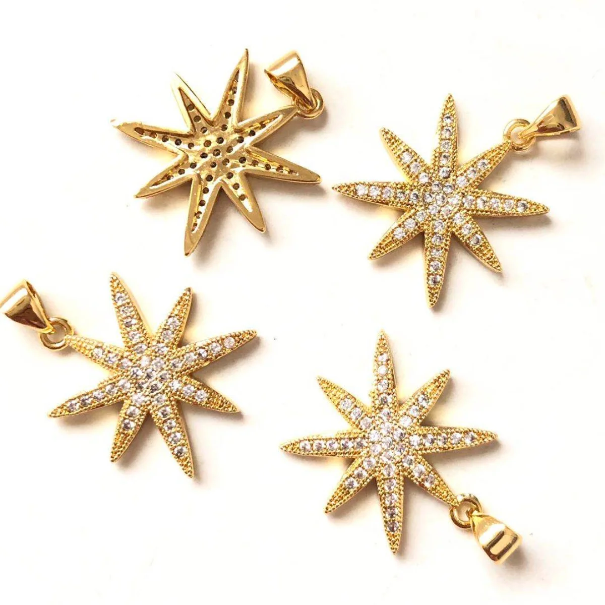 5pcs Bling Shining Star CharmS for Women Bracelet Girl Necklace Making Trendy Pendant Handmade Craft Jewelry Accessory Wholesale