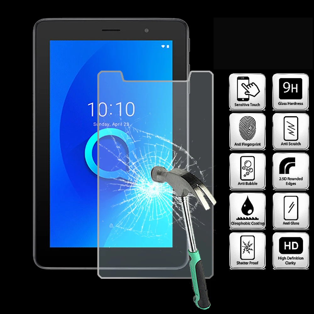 For Alcatel 1T 7 Tablet Tempered Glass Screen Protector Cover Explosion-Proof Anti-Scratch Screen Film