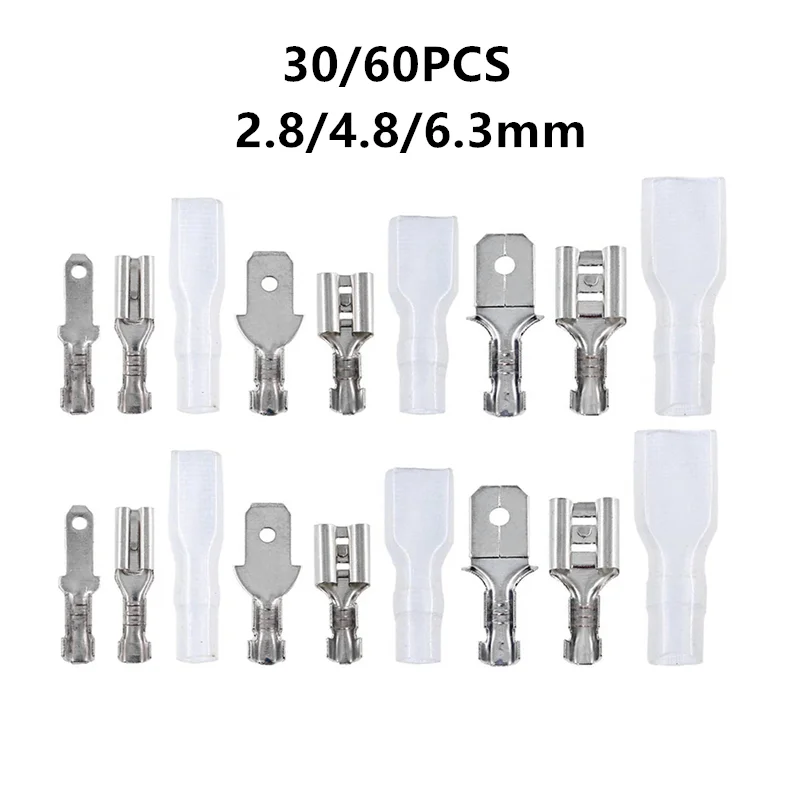 180/90/30PCS 2.8mm 4.8mm 6.3mm Insulated Spade Wire Connectors Female & Male Crimp Terminal Set Electrical Cable Crimp Terminal