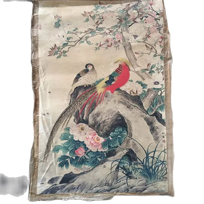 

Chinese Old Scroll Yu Jigao - Rich And Noble Painting Rice Paper Painting Slice