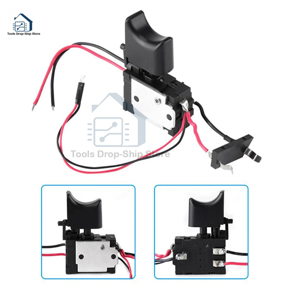 Contrôleur de vitesse de perceuse sans fil 7.2 V - 24 V, interrupteur de perceuse, batterie au lithium, commande de vitesse de perceuse sans fil, interrupteur à gâchette avec petite lumière