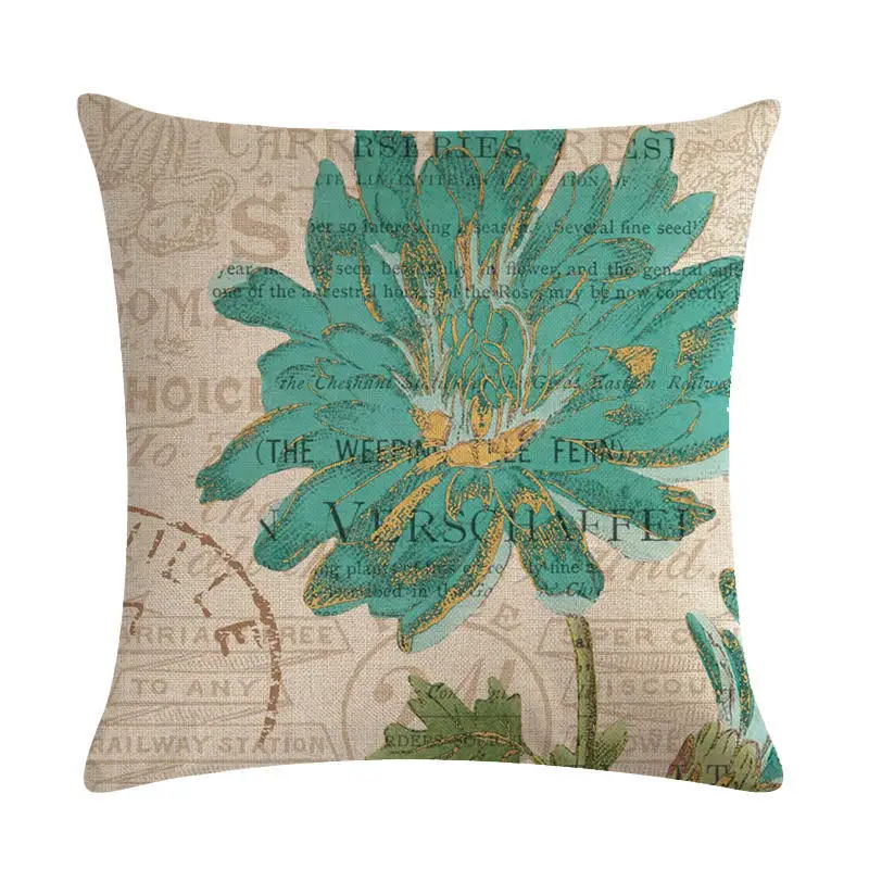45cm*45cm Retro hand-painted flower design linen throw pillow covers couch cushion cover home decorative pillows