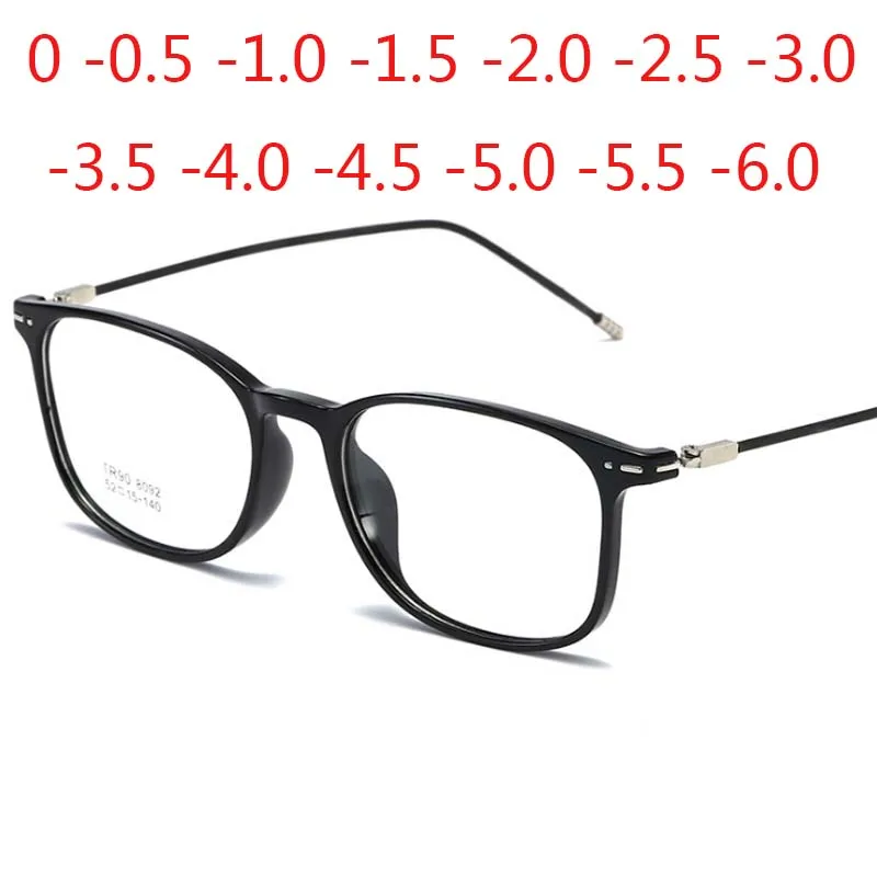 

Square Finished Myopia Glasses Women Men Round Metal Thin Legs Short Sight Spectacles Diopter -1.0 -1.5 -2.0 -2.5 -3.0 To -8.0