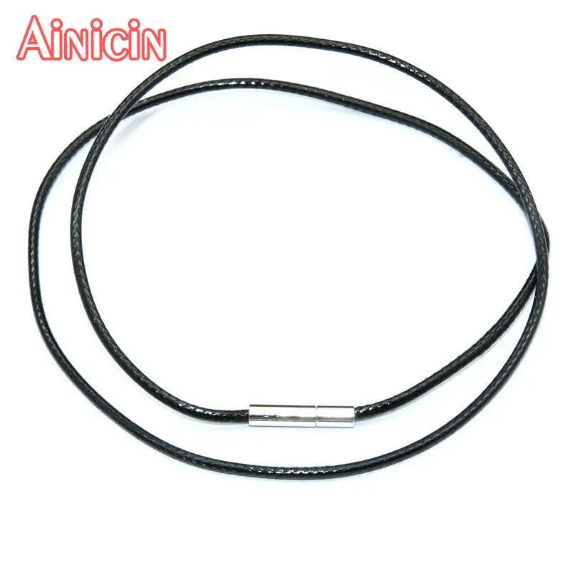 

Cheap Black Leather Cord Chains 2mm 3mm Diameter Plug Buckle For Fashion Necklace Making Findings