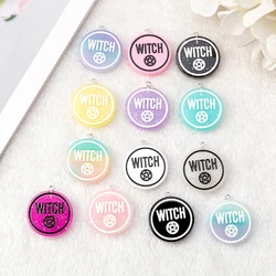 10Pcs 28MM Halloween Party Charms Witch Crafts Flatback Resin Punk Style Jewelry Findings For Earring Necklace Pendant Diy