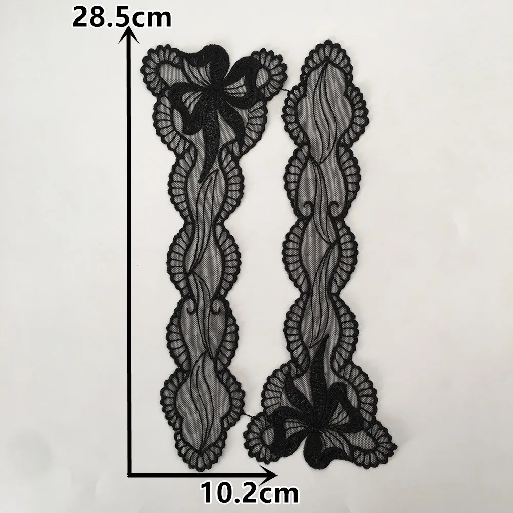 Black Organza Collar Butterfly Pattern Embroidery Dress Fabric DIY Sewing Material Lace Craft Decoration Clothing Accessories