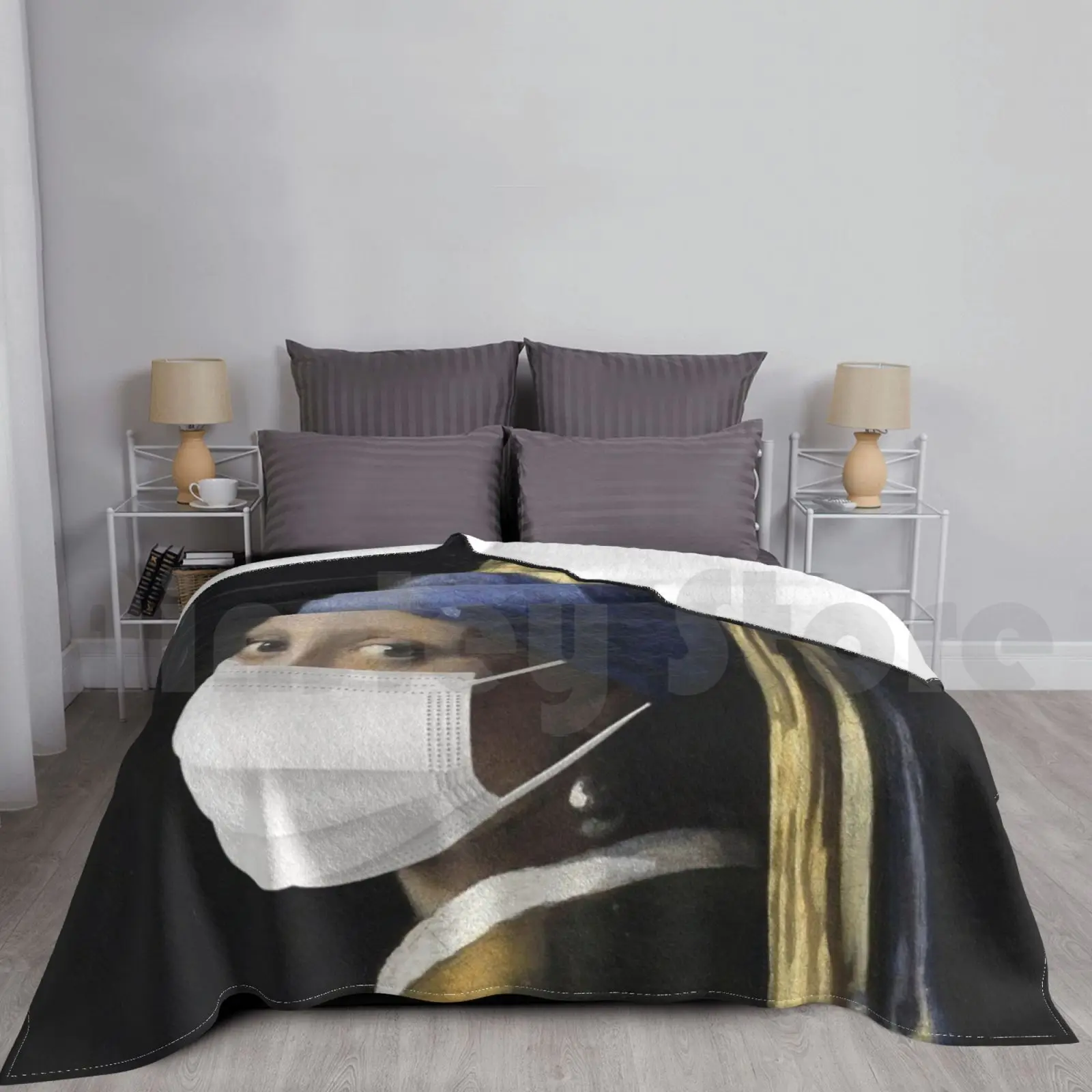 

Girl With Pearl Earring Self Isolating Blanket For Sofa Bed Travel Girls Pearl Earring Self