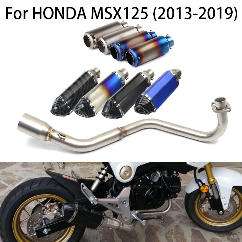 

For Honda GROM MSX125 MSX 125 2012-2015 51mm Motorcycle Full Exhaust System Middle Pipe Motocross Muffler escape moto