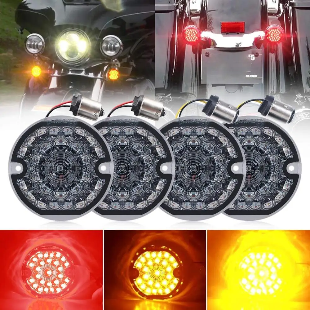 3-1/4 3.75 Inch LED 1156 1157 Front Rear Turn Signal Lights Motorcycle Decorative Lights For Harley Road King Classic Touring