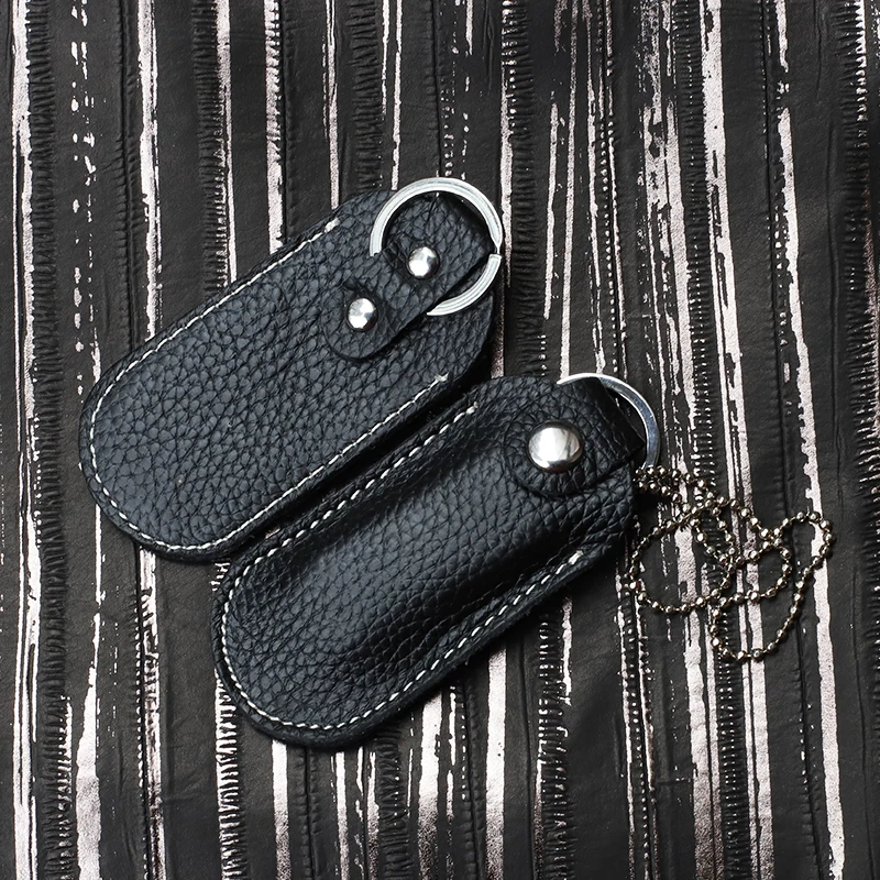 Genuine Leather U Disk Hasp Storage Bags Protective Cover Key Holder Black Bag Cases for USB Flash Drive Pen Drive Pendrives