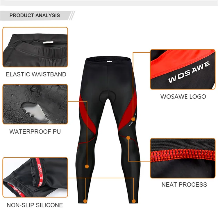 WOSAWE-Pantalon de cyclisme rembourré en gel pour homme, coupe-vent, VTT, FjCasting, collants de vélo, vêtements astronomiques de descente